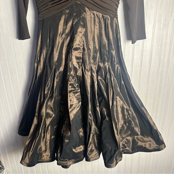 Tadashi Brown Dress Jersey Pleated and Taffeta - Picture 4 of 7